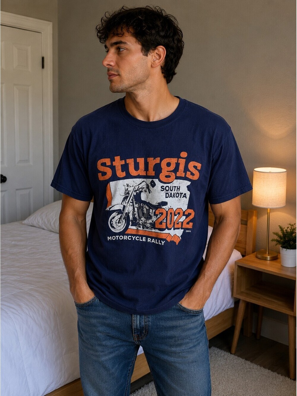 Sturgis 2022 South Dakota Motorcycle Rally Navy Blue Graphic T-Shirt, Men's L